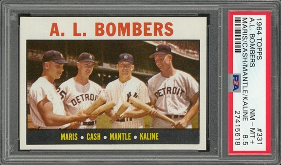 1964 Topps #331 "A.L. Bombers" (Maris/Cash/Mantle/Kaline) – PSA NM-MT+ 8.5